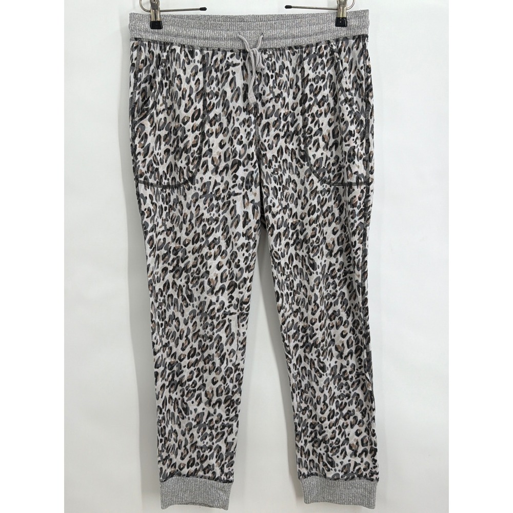 Karen Neuburger Live Love‎ Lounge Leopard Print Joggers Grey Tan Large